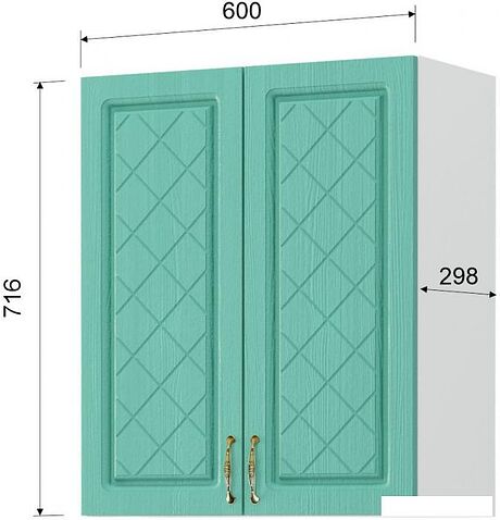 Шкаф навесной Mio Tesoro Модена ШВ 600 (белый/дуб бирюзовый)
