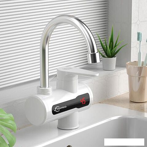 Проточный электрический водонагреватель-кран Saniteco WM-001-C2 (белый)