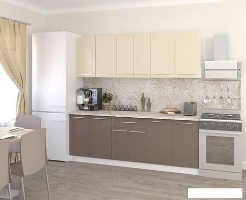 Готовая кухня Кастанье Марта 2.2 (ваниль/трюфель коричневый)