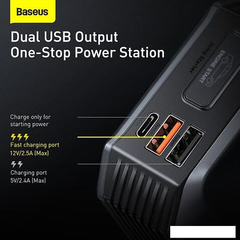 Портативное пусковое устройство Baseus CGNL020001 (черный)