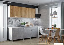 Готовая кухня Горизонт Point 200 (белый/дуб золотой/бетон)