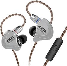 Наушники CCA C10 (с микрофоном, серебристый/черный)