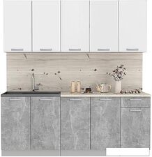 Готовая кухня Интерлиния Мила Лайт 2.0 (белый платинум/бетон/бискайская сосна)