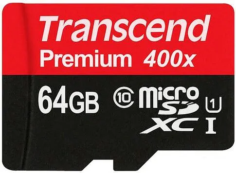 Карта памяти Transcend microSDXC UHS-I 400x Premium (Class 10) 64GB (TS64GUSDU1)
