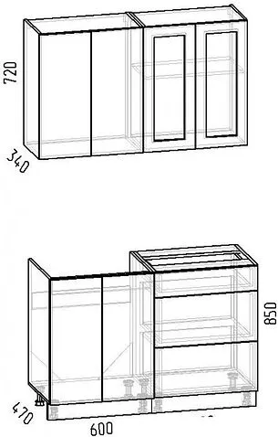 Готовая кухня Интермебель Лион-11 1.2м без столешницы (мята софт)