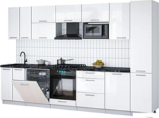 Готовая кухня Интерлиния Мила Gloss 3.3-ПМ2 (белый глянец/белый глянец/кастилло темный)