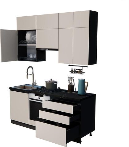 Готовая кухня ВерсоМебель Эко Премиум 2.0 (кашемир/ст. тунис)