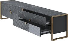 Тумба Involux ТВ Неаполь 6162 (черный мрамор/графит/черный глянец/металл золото)