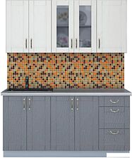 Готовая кухня Интерлиния Мила Крафт 1.6Б (дуб серый/дуб полярный/травертин серый)