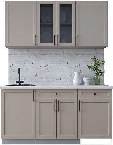 Готовая кухня Интерлиния Тренд 1.6А (луна/луна/бискайская сосна)