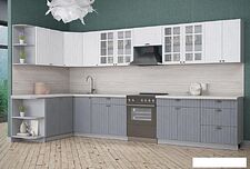Готовая кухня Интерлиния Берес 1.5x3.0 правая (дуб полярный/дуб серый/травертин серый) Готовая кухня Интерлиния Берес 1.5x3.0 правая (дуб полярный/дуб серый/травертин серый)
