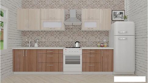 Готовая кухня ВерсоМебель ВерсоЛайн 2-2.6 (ясень шимо светлый/ясень шимо темный)