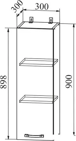 Шкаф навесной ДСВ Тренто ВП 300 левый (серый/белый)