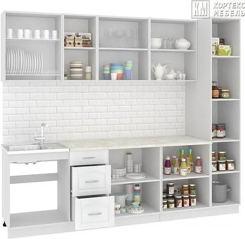 Готовая кухня Кортекс-мебель Корнелия Ретро 2.3м (ясень белый/марсель)