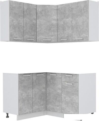 Готовая кухня Интерлиния Мила Лайт 1.2x1.2 без столешницы (бетон)