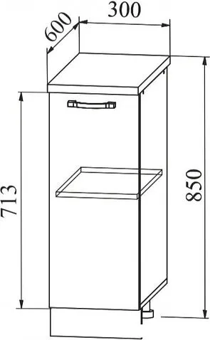 Шкаф напольный ДСВ Тренто С 300 левый (серый/серый)