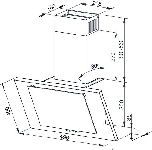 Кухонная вытяжка Weissgauff Gamma 50 PB WH LED