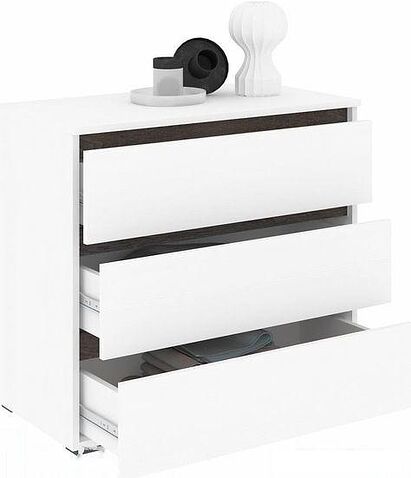 Комод Кортекс-мебель Бари 80 3ш (белый/белый/береза)