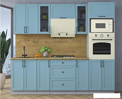 Готовая кухня Интерлиния Тренд 2.4В (океан/океан/дуб бунратти)