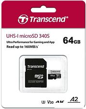 Карта памяти Transcend microSDXC 340S 64GB (с адаптером) Карта памяти Transcend microSDXC 340S 64GB (с адаптером)