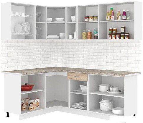 Готовая кухня Кортекс-мебель Корнелия Лира 1.5x2.2 (дуб сонома/марсель)
