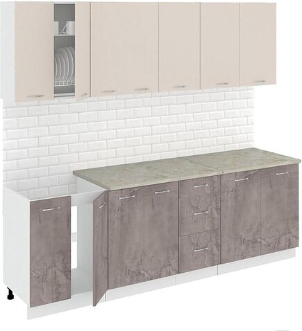Кухня Кортекс-мебель Корнелия Лира 2.4м (капучино/оникс/марсель)
