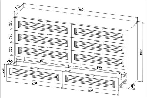 Комод Интерлиния Концепт КТ-К197 Деко (белый платинум/белый)
