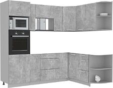 Готовая кухня Интерлиния Мила Лайт 1.68x2.4 правая без столешницы (бетон)