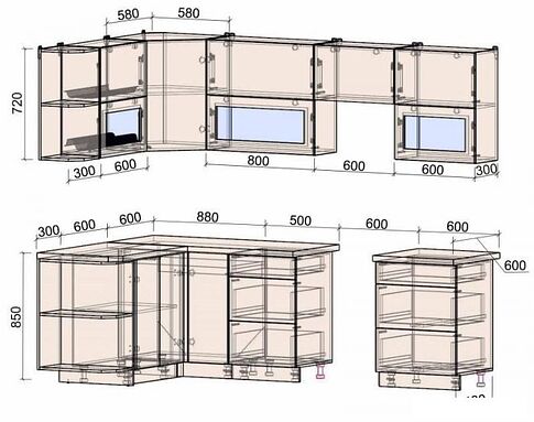 Готовая кухня Интерлиния Мила Матте 1.5x2.6 Б левая (белый-белый-опал светлый)