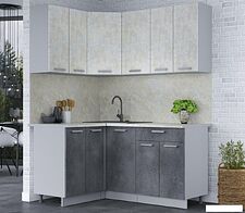 Готовая кухня Интерлиния Мила Лайт 1.2x1.6 (бетон лайт/бетон портленд/опал светлый)