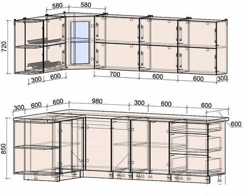 Угловая кухня Интерлиния Мила Матте 1.5x2.5 А левая (белый/белый/кастилло темный)