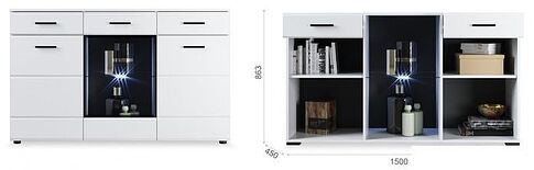 Комод Империал Йорк 2д1в2ящ (белый жемчуг-белый глянец)