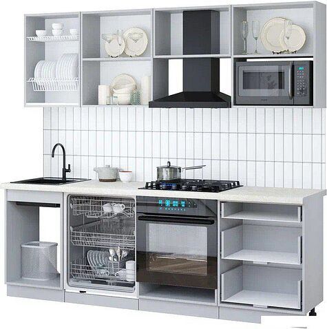 Готовая кухня Интерлиния Мила Gloss 2.3-ПМ2 (черный глянец/бордовый глянец/кастилло темный)