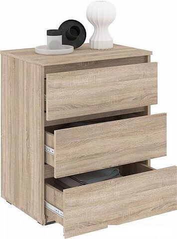 Комод Кортекс-мебель Бари 60 3ш (дуб сонома/дуб сонома/дуб сонома)