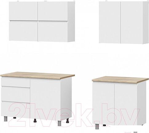 Готовая кухня NN мебель Токио 2.0м (белый текстурный/дуб сонома)