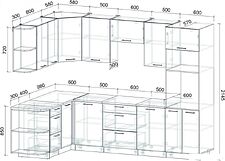 Готовая кухня Интерлиния Мила Лайт 1.68x2.8 левая (персидский жемчуг/дуб веллингтон/серый каспий)
