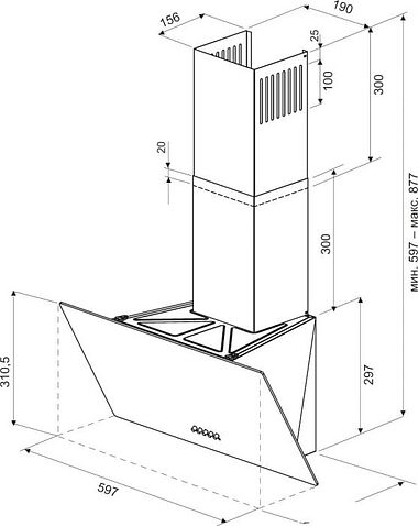 Кухонная вытяжка Krona Helga 600 S (черный)