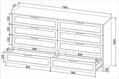 Комод Интерлиния Концепт Тренд КТ-К197 (антрацит/дуб лазурный)