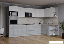 Готовая кухня Интерлиния Мила Лайт 1.68x3.0 правая (белый платинум/бетон/бискайская сосна) Готовая кухня Интерлиния Мила Лайт 1.68x3.0 правая (белый платинум/бетон/бискайская сосна)