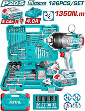 Гайковерт Total THKTHP31262 (с 1-им АКБ, кейс, набор инструментов)