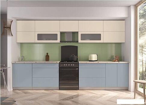 Кухня Интерлиния Мила Матте 3.5 Б (слоновая кость/океан/опал светлый)