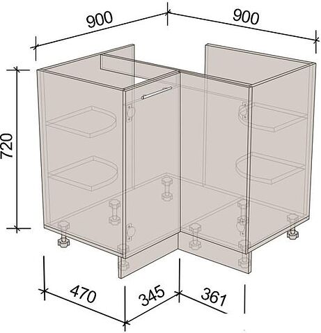Шкаф напольный Артём-Мебель Угловой 900x900мм СН-114.93 (ДСП бетон спаркс)