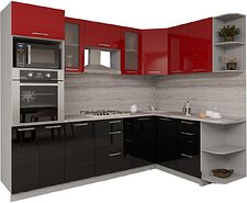 Готовая кухня Интерлиния Мила Gloss 1.68x2.6 правая (красный-черный)