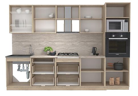 Готовая кухня Интерлиния Мила 3.0 ВТ (бетон/антрацит/травертин)