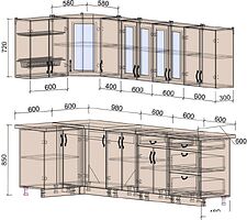 Готовая кухня Интерлиния Мила Крафт 1.2x2.8 (дуб английский/дуб полярный)