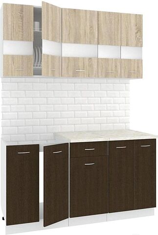 Кухня Кортекс-мебель Корнелия Экстра 1.5м (дуб сонома/венге/королевский опал)