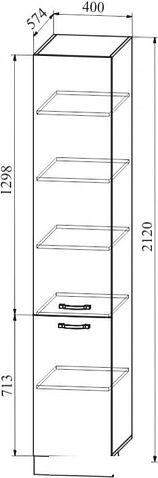 Шкаф-пенал ДСВ Тренто ПН 400 левый (серый/серый)