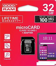 Карта памяти GOODRAM M1AA microSDHC M1AA-0320R12 32GB (с адаптером) Карта памяти GOODRAM M1AA microSDHC M1AA-0320R12 32GB (с адаптером)