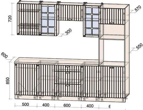 Готовая кухня Интерлиния Берес 2.5В (дуб королевский/бискайская сосна)
