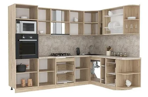 Готовая кухня Интерлиния Мила 1.88x2.8 правая (салатовый/дуб венге/малага)